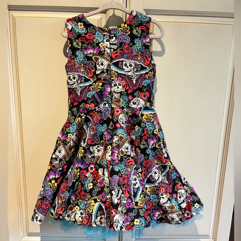 Day of the Dead Skulls Dios De Los Muertos Kid dress Size 4 blue tulle - Picture 8 of 8